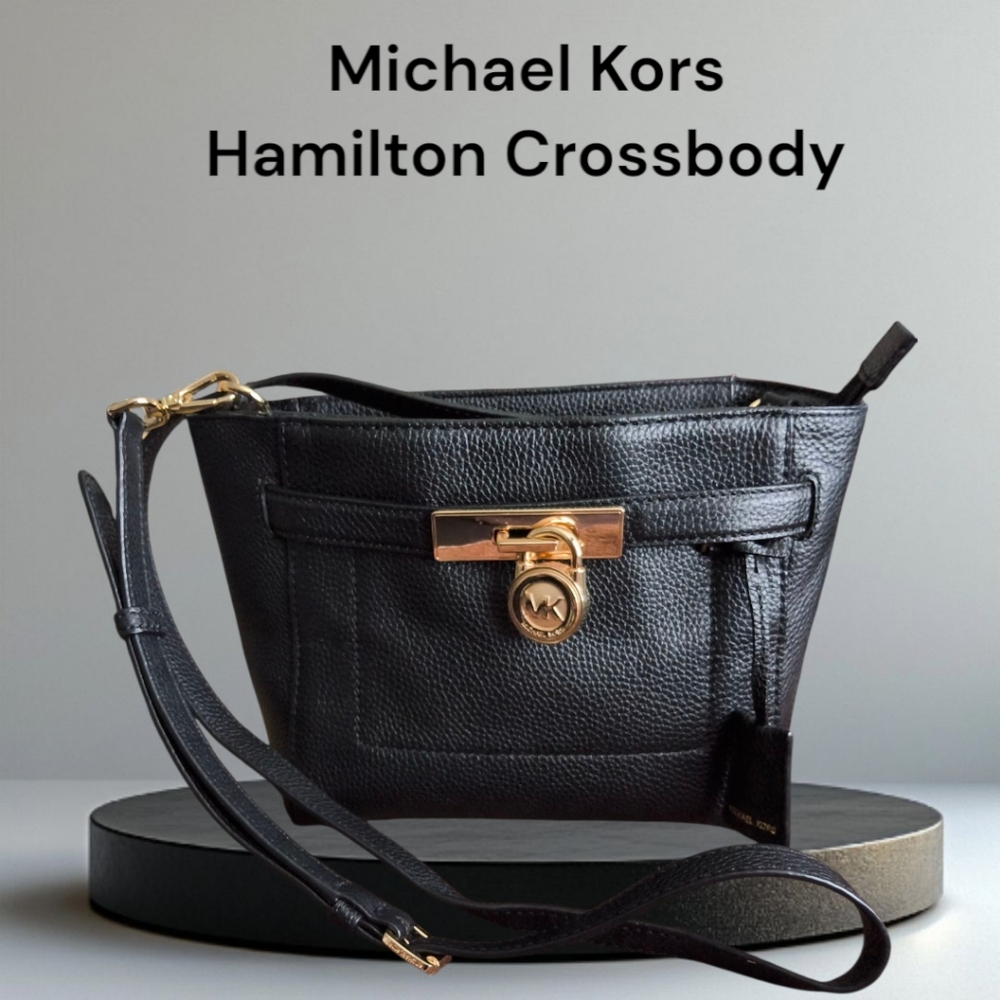 Michael Kors Hamilton Traveler Small Crossbody Bag - Black Pebbled Leather